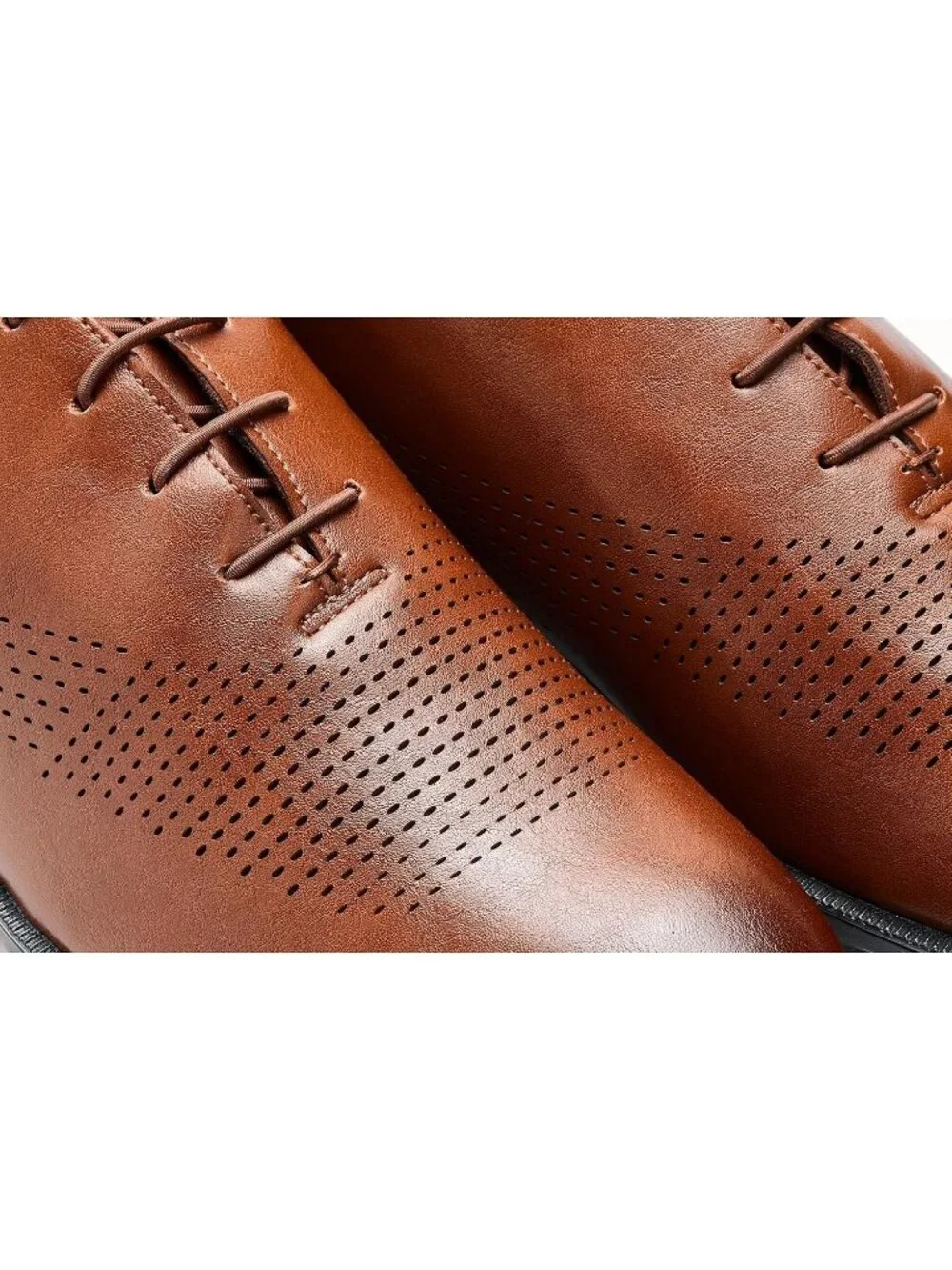 Marc Joseph Men's Cognac Faux Leather Closed Toe Casual Oxford Block Heel Shoes
